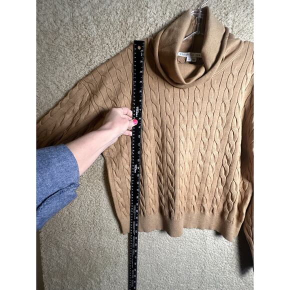 NWT Veronica Beard Lova Pullover Cable Knit Turtleneck Sweater Camel Women Sz XL - Picture 13 of 16